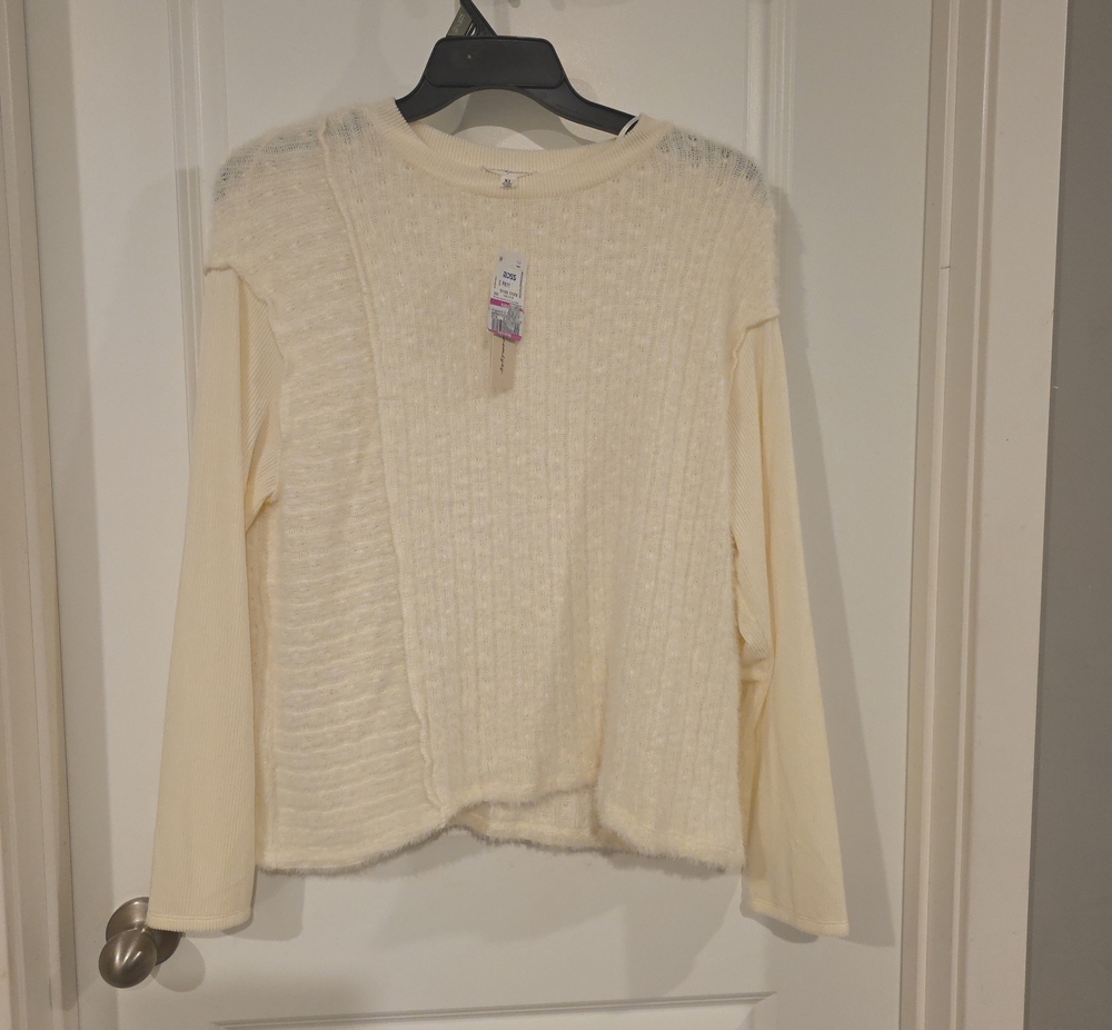 Source Unknown Cream Textured Knit Sweatshirt